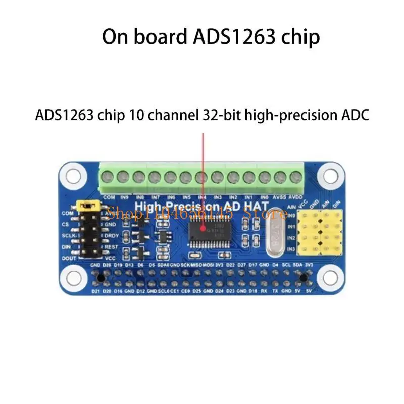 

5asd HAT for Pi Support and JetsonNano ADS1263 10-Channel 32-Bit HAT