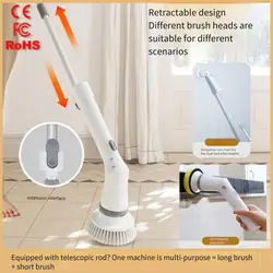7 In 1 Electric Cleaning Brush Window Wall Cleaner Electric Turbo Scrub Brush Rotating Scrubber Kitchen Bathroom Cleaning Tools