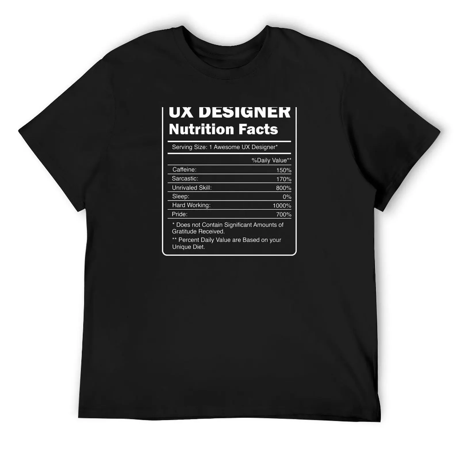 

Ux Designer Nutritional Facts Art T-Shirt anime figures graphic tee shirt mens t shirts pack