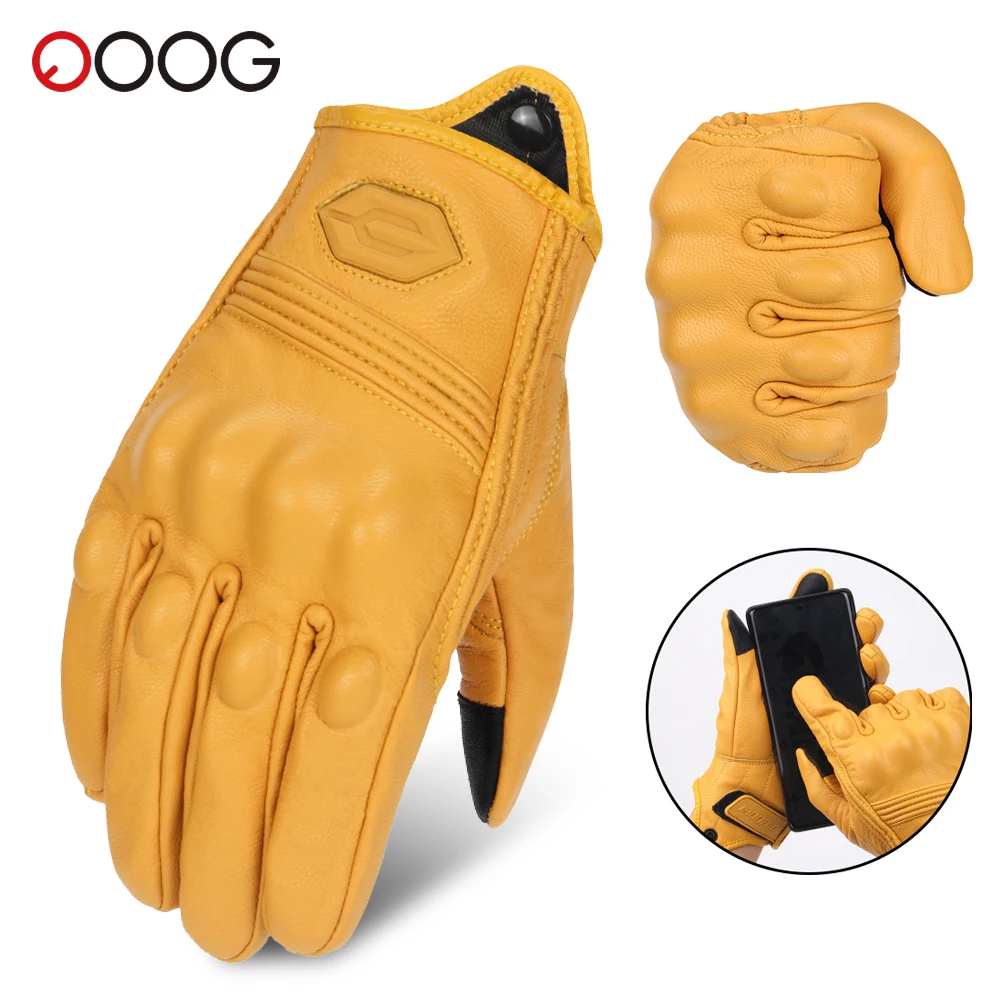 

Motorcycle Gloves Leather Motorbike Touch Screen Glove Motocross Full Finger Protective Gloves Moto Non-slip Riding Gloves M-2XL