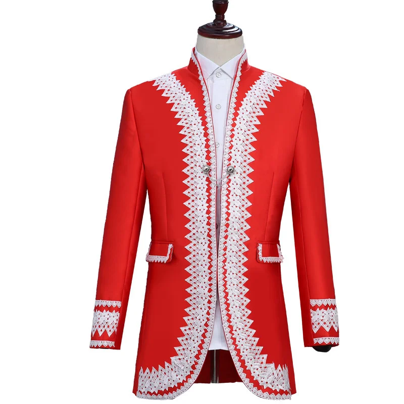 Medieval European military palace Prince Jacket dress men's host inlaid stage nightclub Opera performance cosplay costume suit