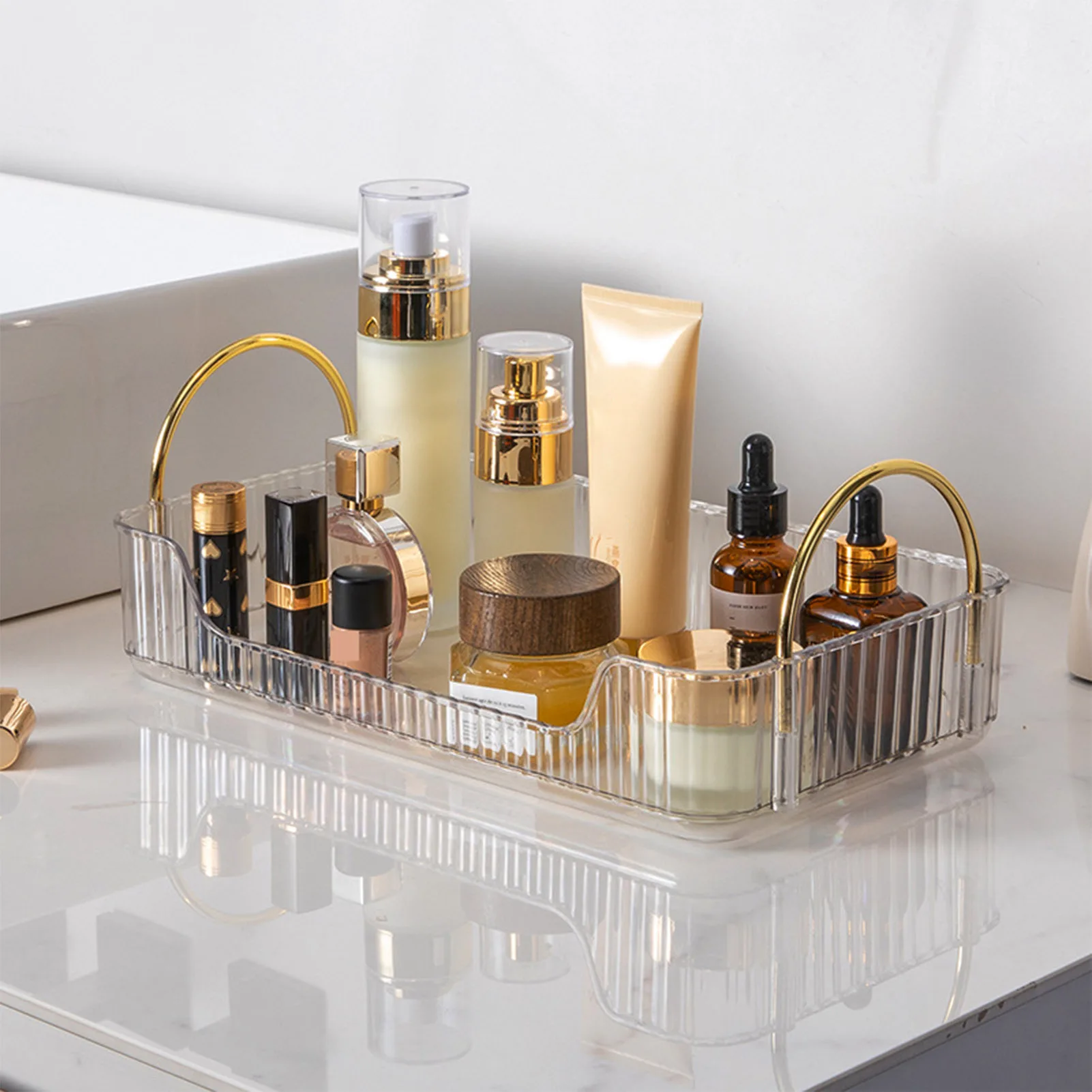 Bathroom Organizer Rack Light Luxury Acrylic Storage Holder For Jewelry Cosmetic Makeup Skincare Hair Accessory Home Storage Box view 2