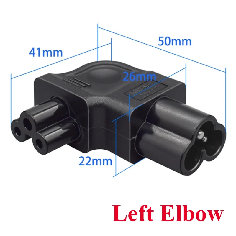 Black Elbow PVC copper 2.5A 250V IEC320-C6 Male to C5 Female plug socket converter for Power printer notebook adapter