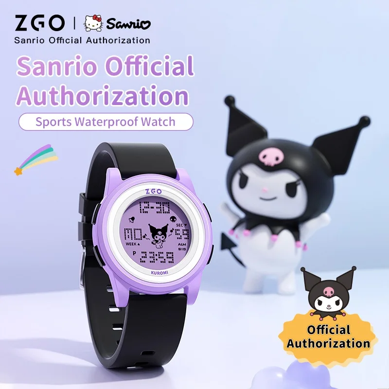 Zgo X Sanrio Kuromi Kids Watch Sports Digital Wristwatch 50M Waterproof Date Display Chronograph for Gift 8591