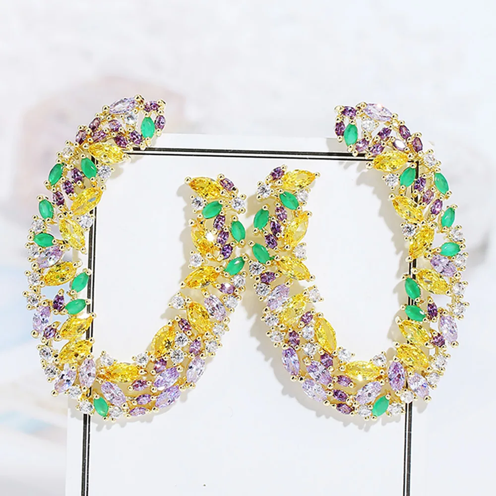 

Missvikki Big Hollow Earring for Women Full Micro CZ Cubic Zircon Famous Luxury Charm Dubai Wedding Indian Bohemia Earrings