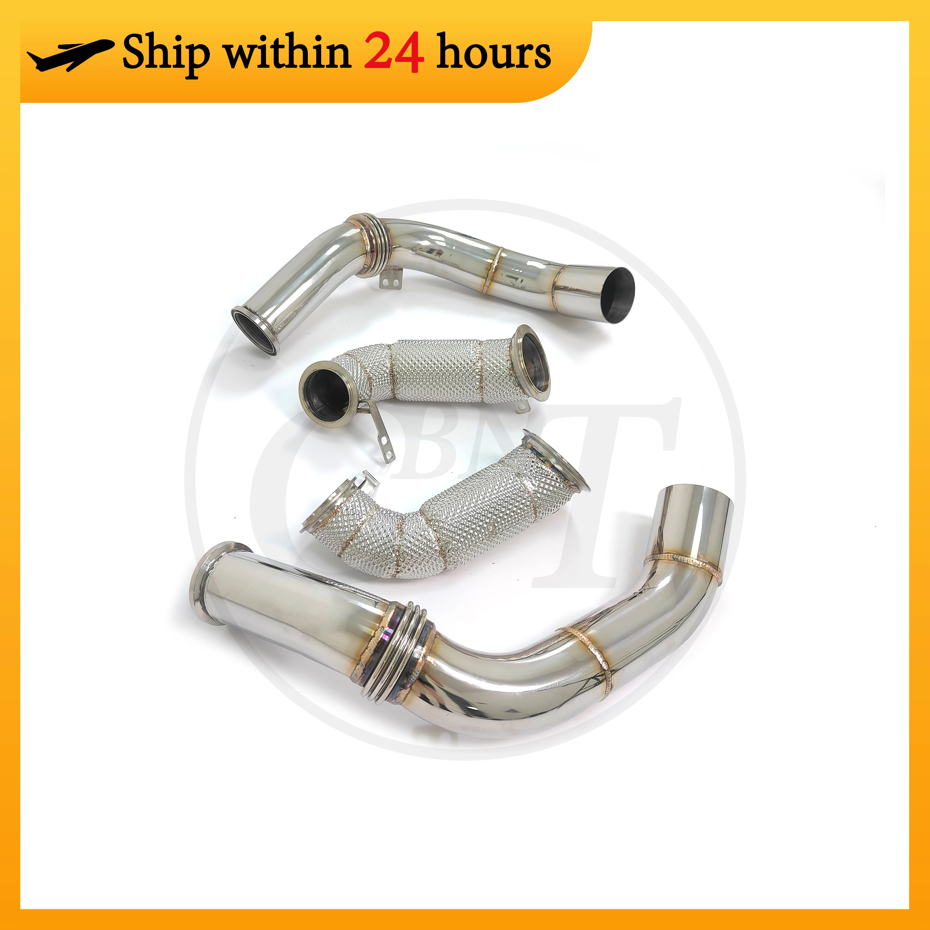 

CBNT Exhaust-headers for BMW M5 F90 4.4T Catless Downpipe with Heat Shield & Front Pipe SS304 Stainless Steel Exhaust Systems