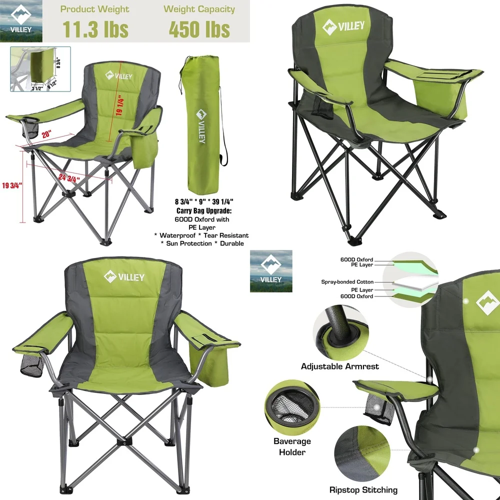 

camping chairPortable Oversized Camping Chair Heavy Duty Folding Chair with Cup Holder for Outdoor Beach Fishing Hiking Travel