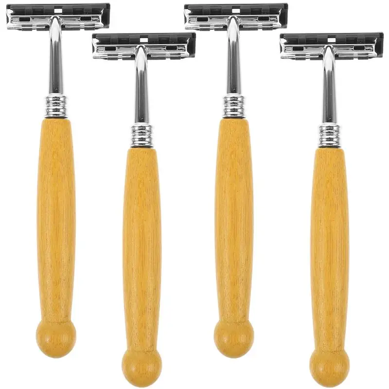 

4Pcs Eco-friendly Stainless Steel Shaver Razor with Bamboo Handle for Men Face Razors For Men Beard Trimmer Fast Charging