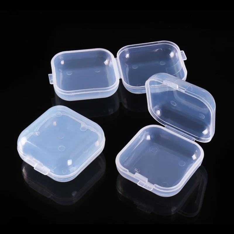 30/50pcs Small Boxes Square Transparent Plastic Box Jewelry Storage Case Finishing Container Packaging Storage Box for Earrings
