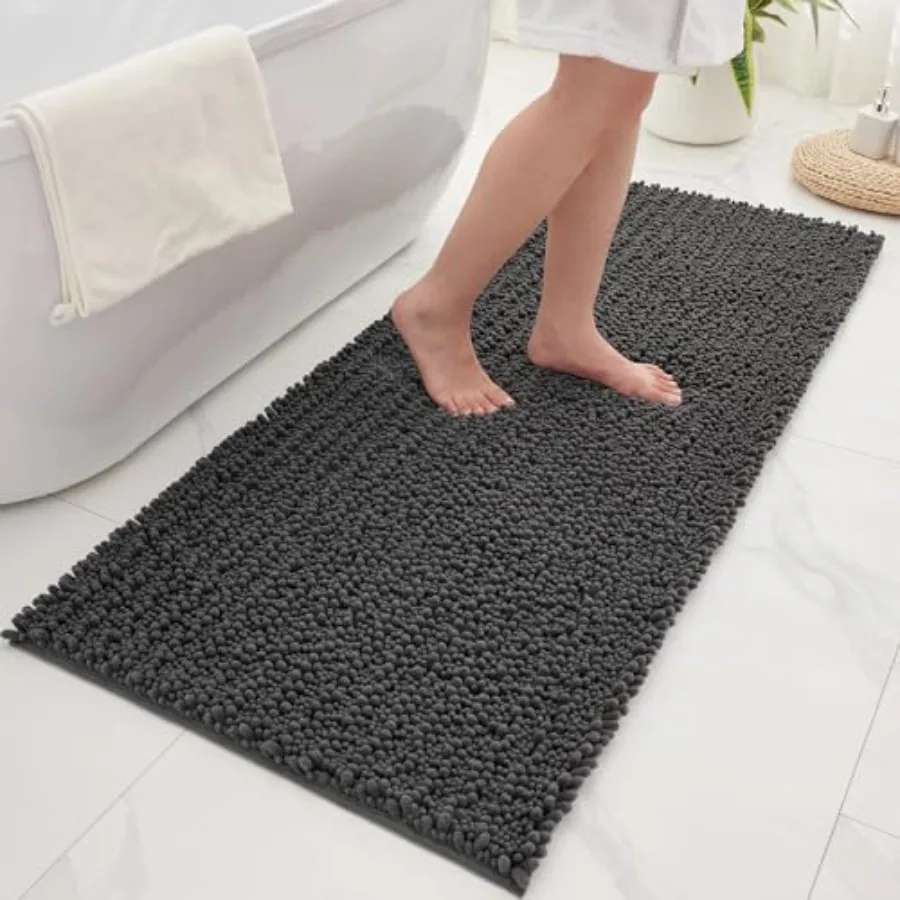 

Bathroom Rugs Non Slip Washable 55x24, Extra Thick Soft Chenille Absorbent Bath Mat, High Density Barrier Non Slip Backing, Qui