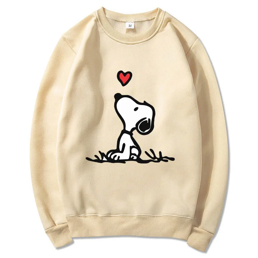 Snoopy Cartoon Anime Women Pullover Spring Autumn Men O-neck Hoodie 2024 New Fashion Oversized Couple Sweatshirt Tops