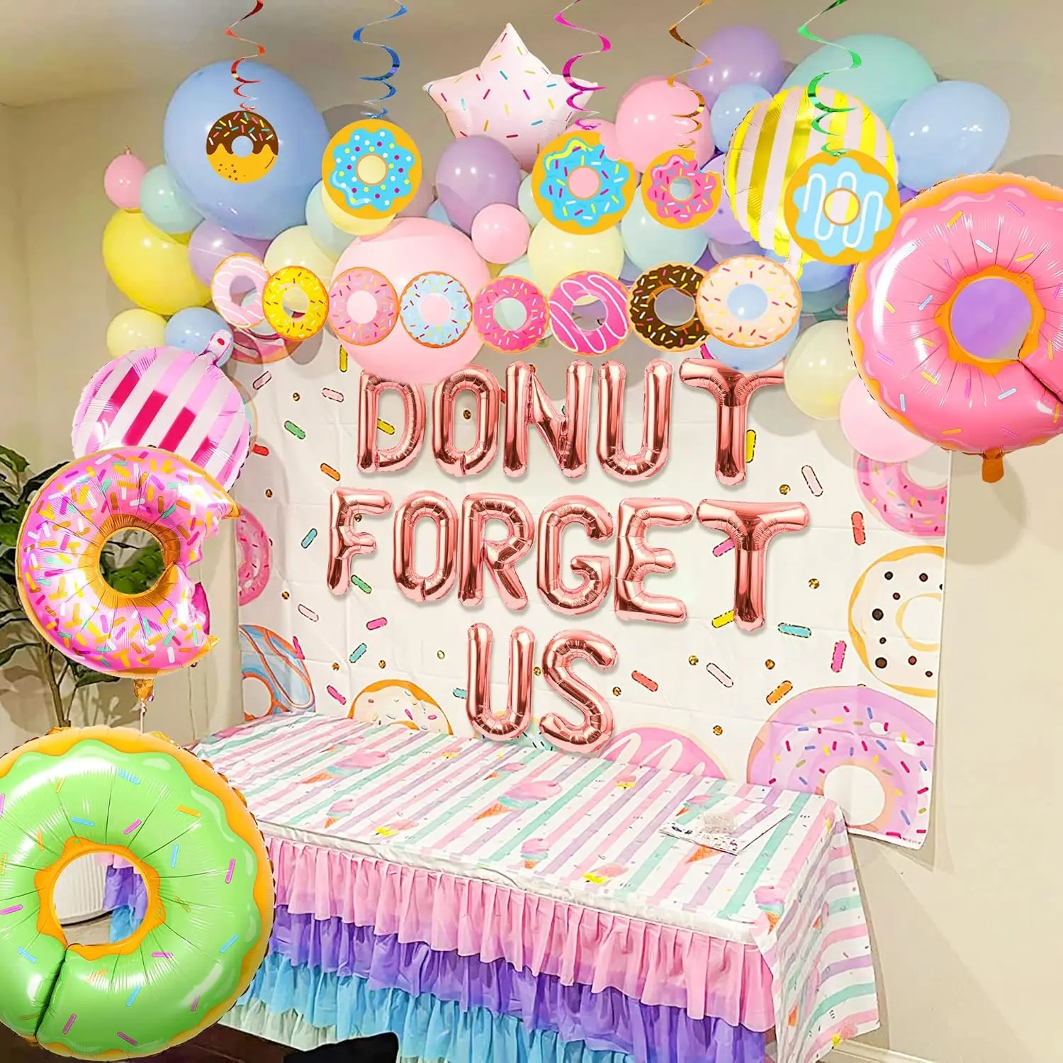 LaVenty 25 PCS Donut Forget Us Party Decoration Farewell Decor Career Change Bachelorette Retirement Party Decorations