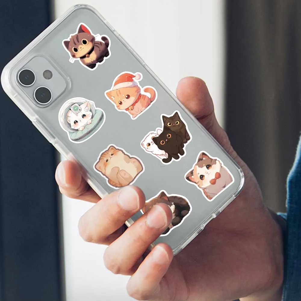 50pcs Big Eyed Cat Sticker Cartoon Cute Kitten Decal For Laptop Phone Case Diary Envelope Label Magazine PVC Sticker Party Gift view 4