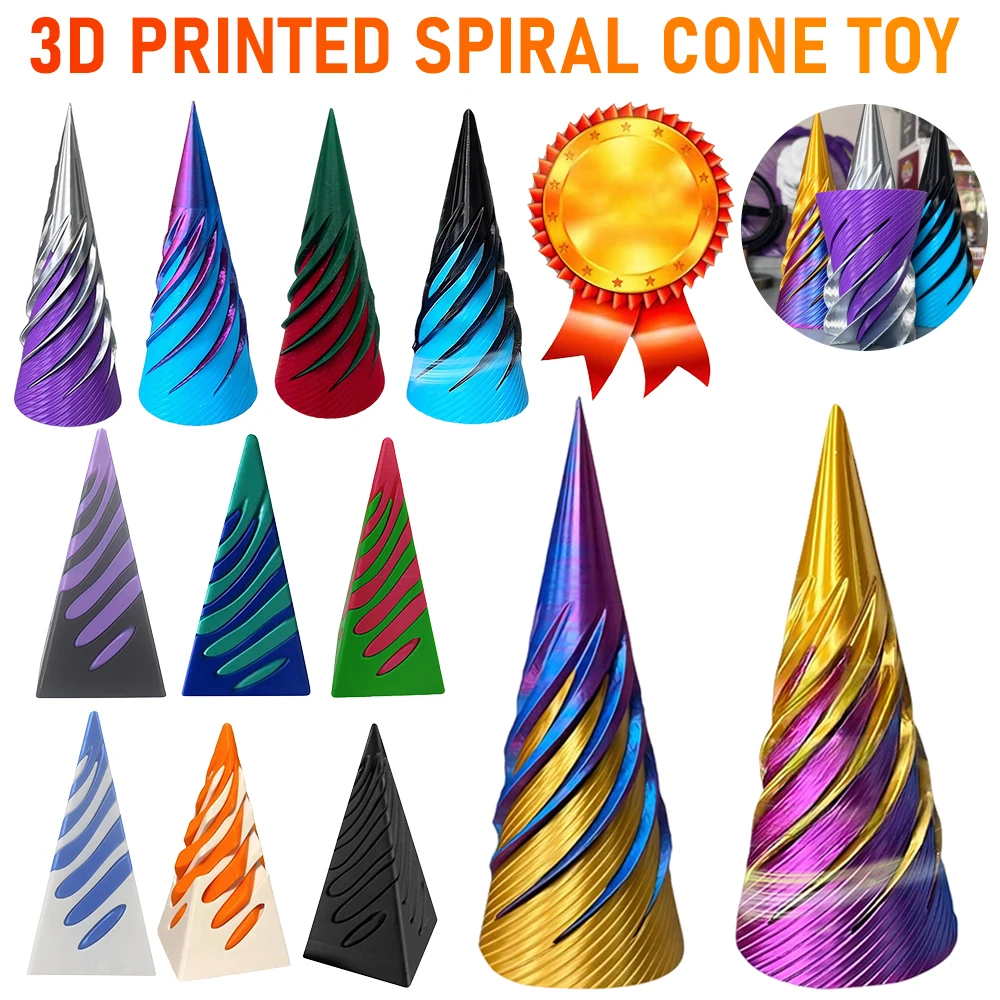 Impossible Pyramid Passthrough Sculpture 3d Printed 2024 Helix Screw Fidget Toy Spiral Cone Decompression Decorative Ornaments