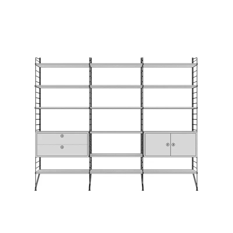 Nordic upper wall string shelf adjustable layered partition floor storage shelf multi-functional bookshelf display shelf