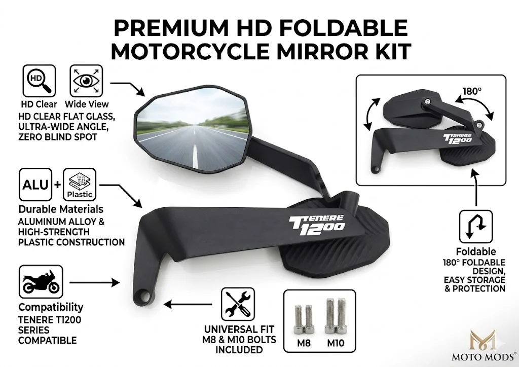 

Modified Wind Wing Motorcycle Side Rearview Mirrors Accessorie For Super Tenere tenere1200 Tenere 1200 XT1200Z XR1200ZE 2018