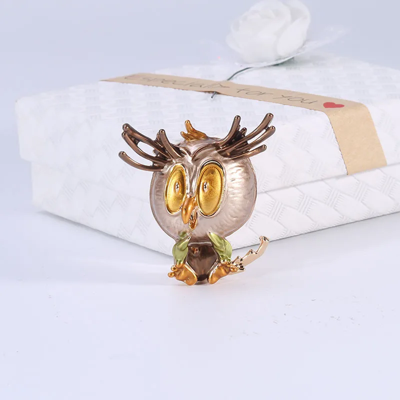 CINDY XIANG 4 Colors Available Enamel Owl Brooches For Women Cute Animal Brooch Pin