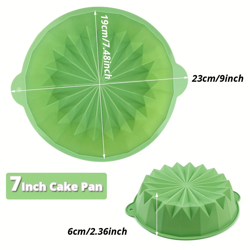1 New Type 7inch Round Silicone Cake Baking Pan, Silicone Charlotte Cake Mold, 3D Non-Stick Design Thick Baking Cake Mold, Used for Making School Chiffon Cakes, Jelly, Desserts, Mousse, Ice Cubes