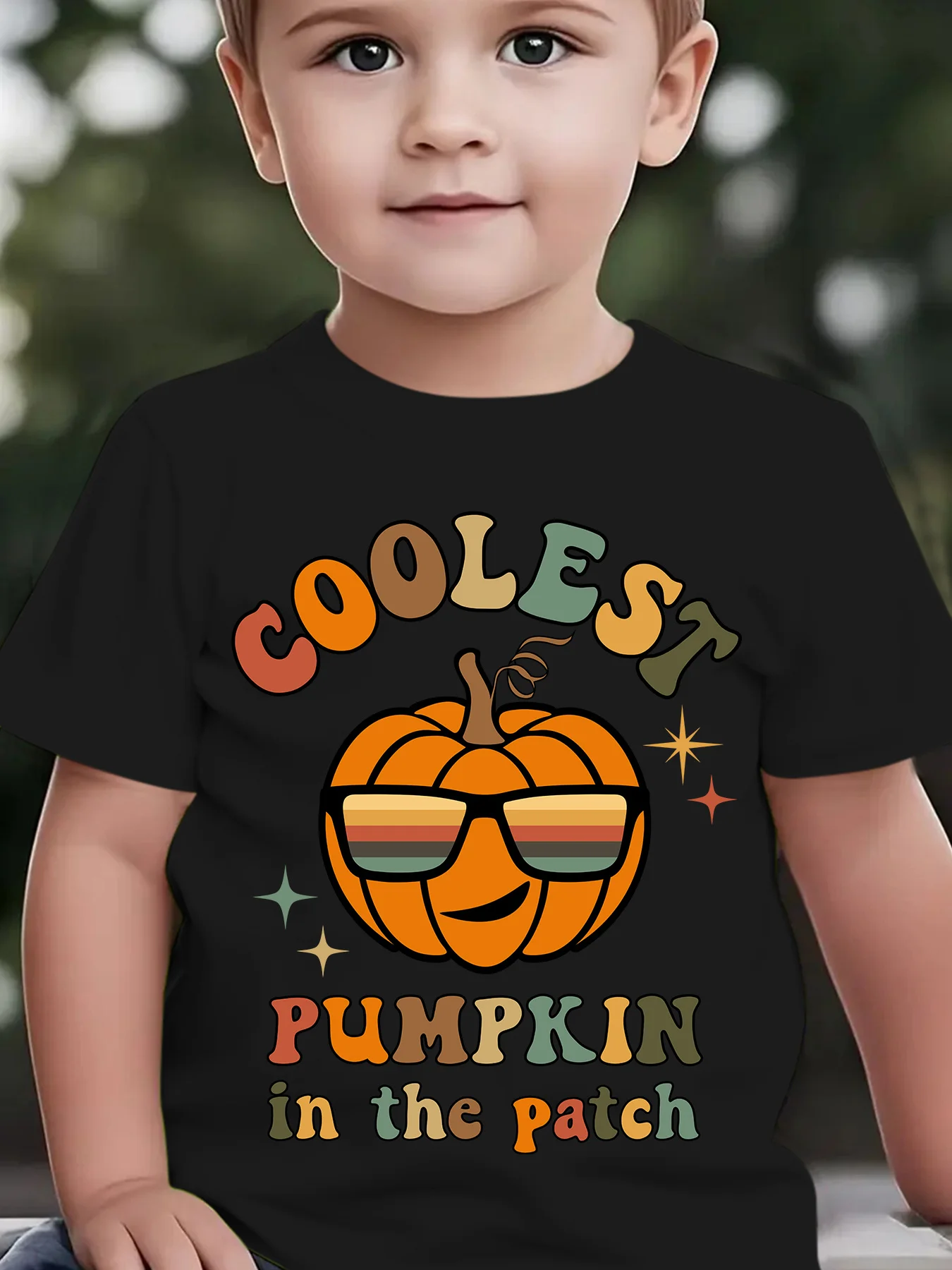 Kids Boys Girls Family Matching T Shirt Coolest Pumpkin In The Patch Print Short Sleeve Tee Casual Parent Child Daily Party Tops