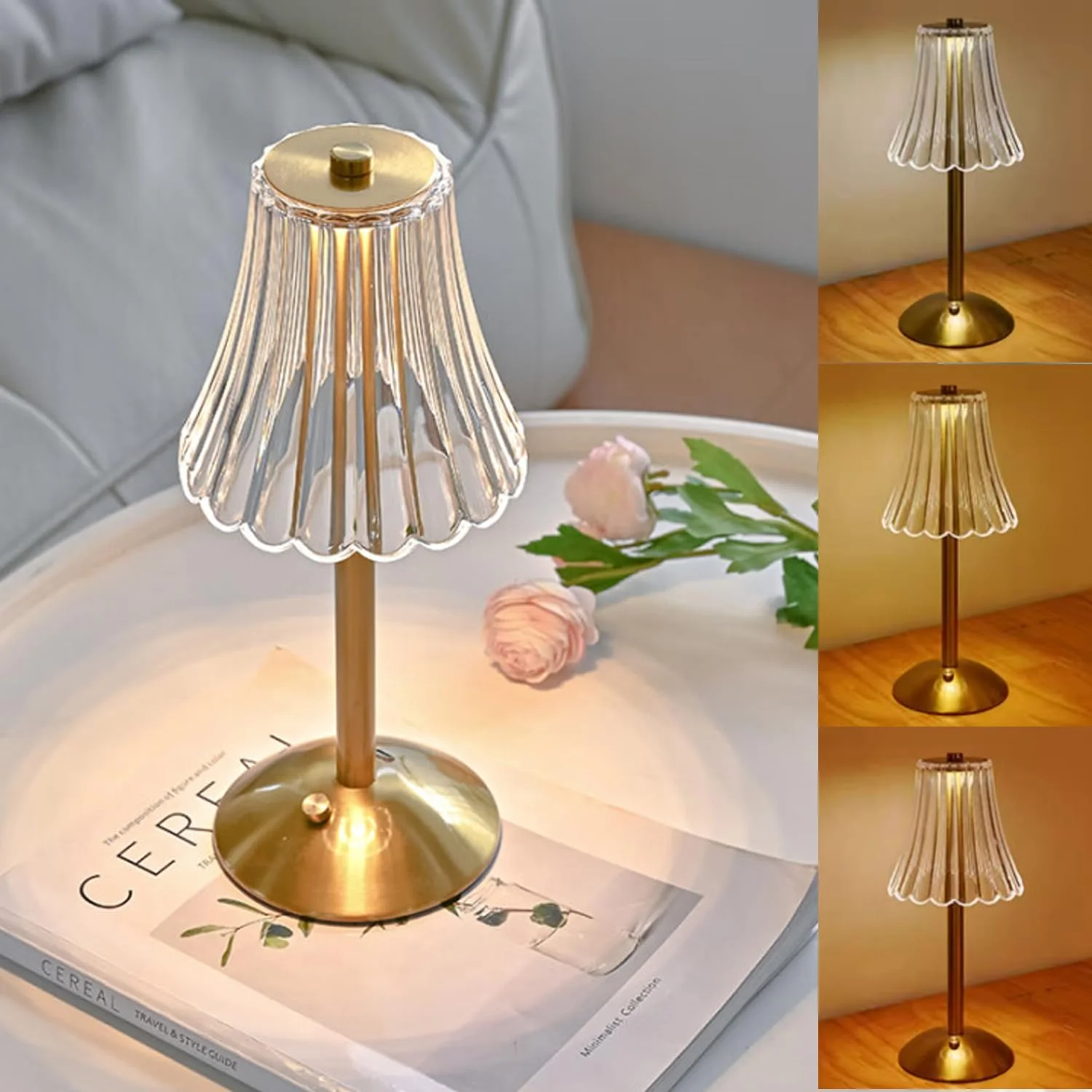 Modern LED crystal table lamp with touch control, suitable for home decoration, office, camping, party decoration, and exquisite