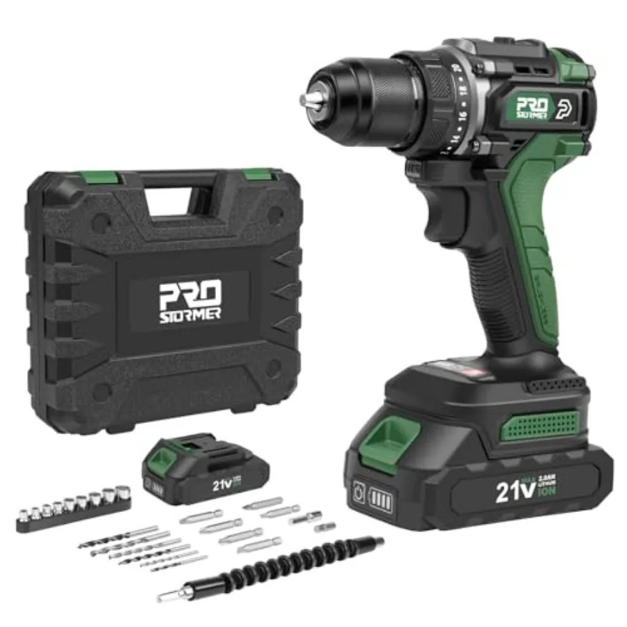 

Brushless Cordless Drill Set 575 in.lbs Power Drill Driver 3/8" Keyless Chuck 20+1 Max Torque 2pcs Batteries and Cha