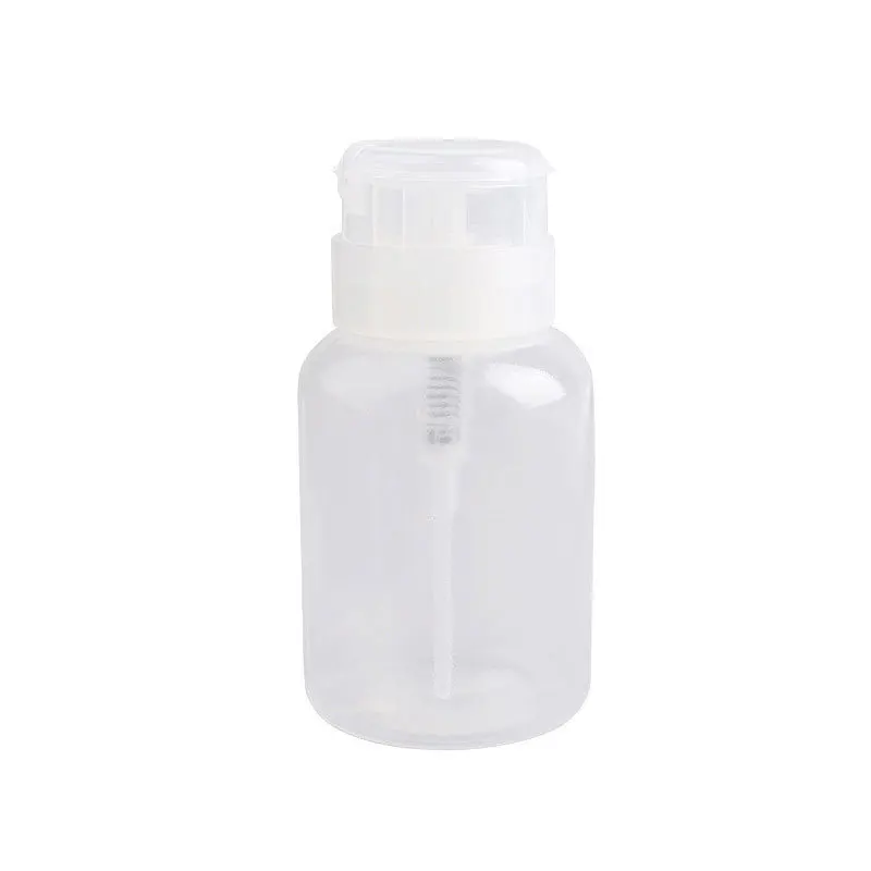 100/150/200ml Portable Push Down Empty Lockable Pump Dispenser Bottle Nail Polish Remover Alcohol Liquid Containers Travel Use