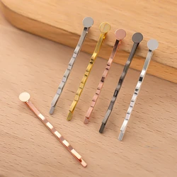 20pcs Copper Hairpin Clips Blank Base Setting Cabochon Cameo Tray For DIY Hair Bow Jewelry Craft Making Accessories Materials