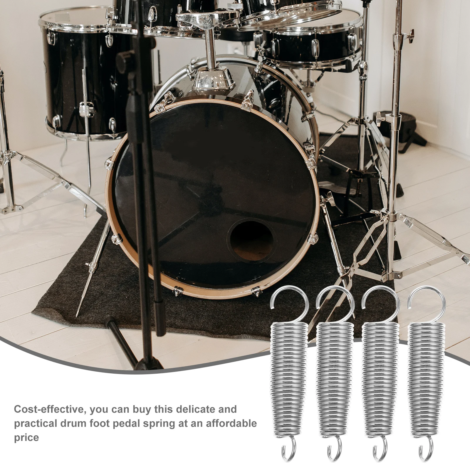 

4 Pcs Spring Accessories Bass Drum Pedal Heavy Duty Springs Tension Kit Assembly with Silver