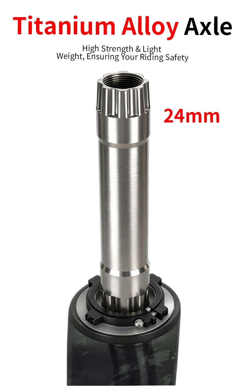 KORE T800 Carbon-Rennrad-Kurbelgarnitur, 345 g, ultraleicht, 24 mm Achsspindel aus Titanlegierung, für Shimano für SRAM Hollowtech – Detail 3
