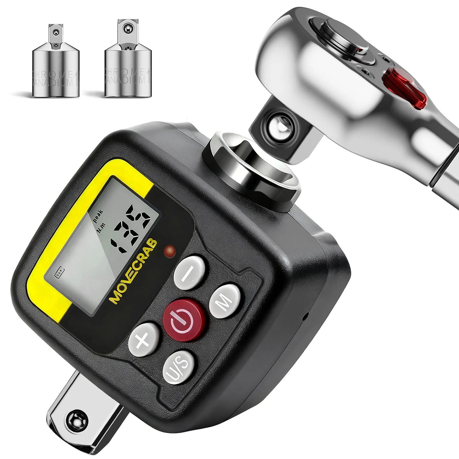 MoveCrab adaptateur de couple numérique 1/2 "Drive comprend des adaptateurs pour clé dynamométrique électronique 3/8" et 1/4 "ensemble de vélo réparation de voiture vélo