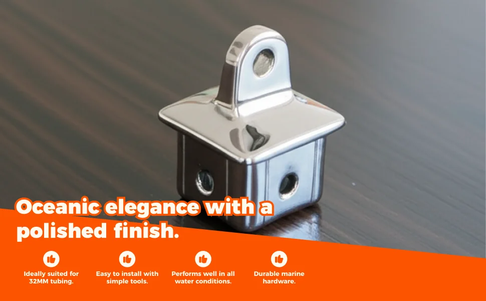 Square Tubing Top Eye End Cap Yacht Sliding Cap Equipment Easy to Install Marine Bimini Fitting for Canoe Awning Water Sports