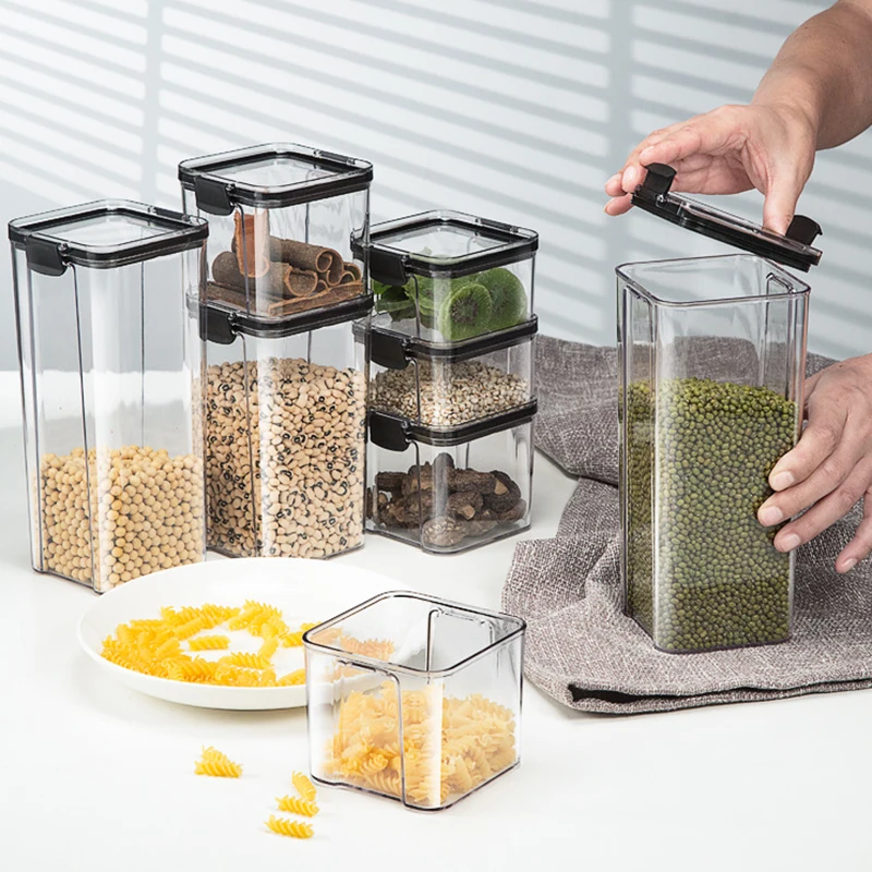 Kitchen Sealed Jar Plastic Multigrain Storage Canisters Transparent Food Storage Box Large-Capacity Air-Tight Moisture-Proof Can