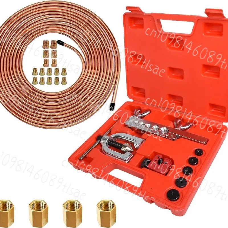 

Durable 3/16" 25FT Copper Brake Pipe Kit w/ Flaring Tool & 20 Nuts Fittings, Portable Car Repair Accessory