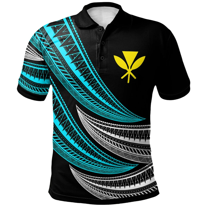 3D Printed Men's Polo Shirt Hawaii Style Casual Fashion