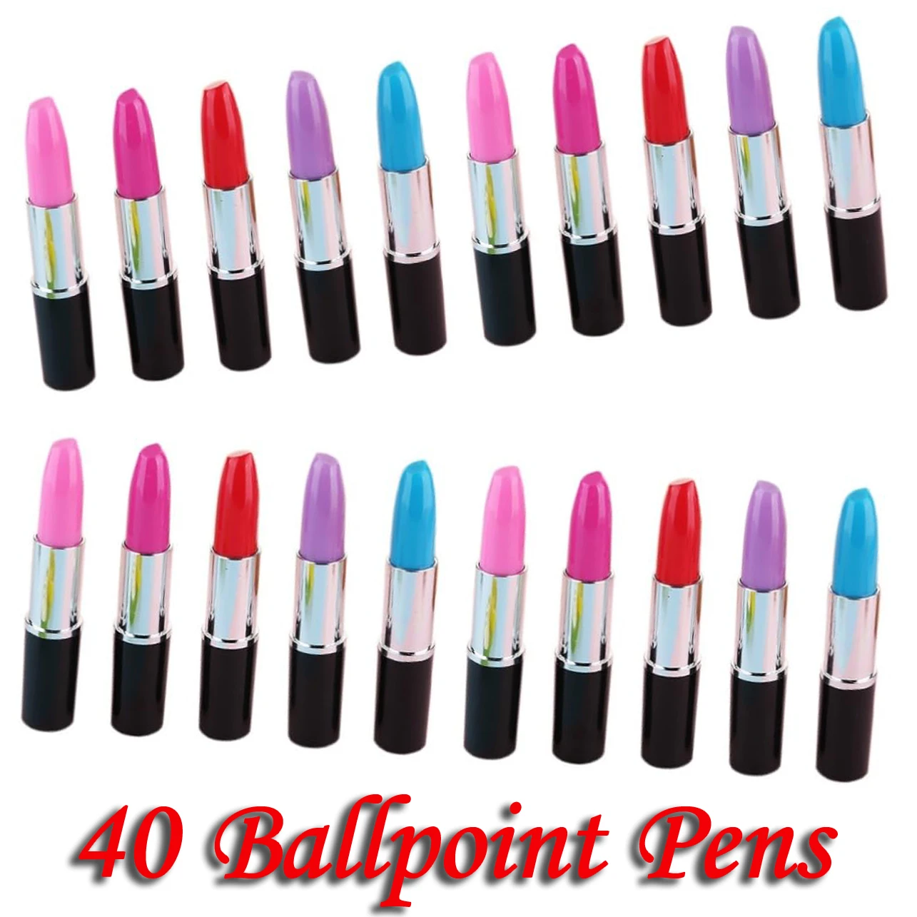 40pcs Lipstick Shape Pen Ballpoint Writing Pens Lipstick Cute Ball Pens Novelty Office Stationery Students Children Gift