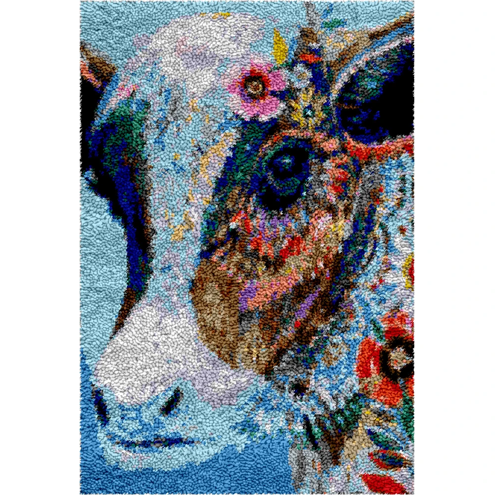 DIY Cow Latch hook rug kits for adults with Preprinted Canvas Pattern Carpets embroidery hook animal Tapestry Home decoration