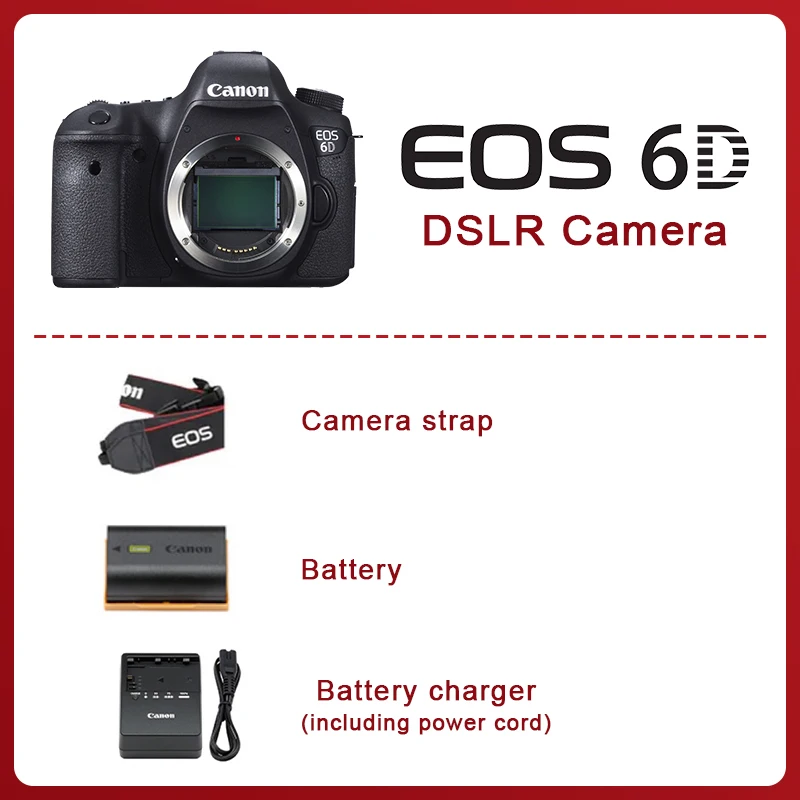 Canon-إطار كامل كاميرا DSLR ، نهاية عالية ، درجة احترافية ، HD ، سفر ، 6D