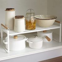 Cabinets Counter Shelf 2 Layers Durable Iron Storage Organizing Rack for Kitchen Bathroom Under Sink Pantry Desktop