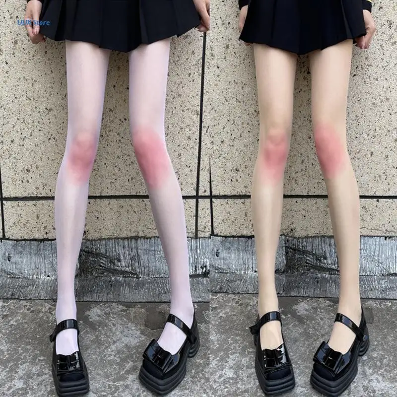 Pantimedias transparentes ultrafinas para mujer, medias hasta la rodilla de Color rosa rubor, estilo japonés Lolita