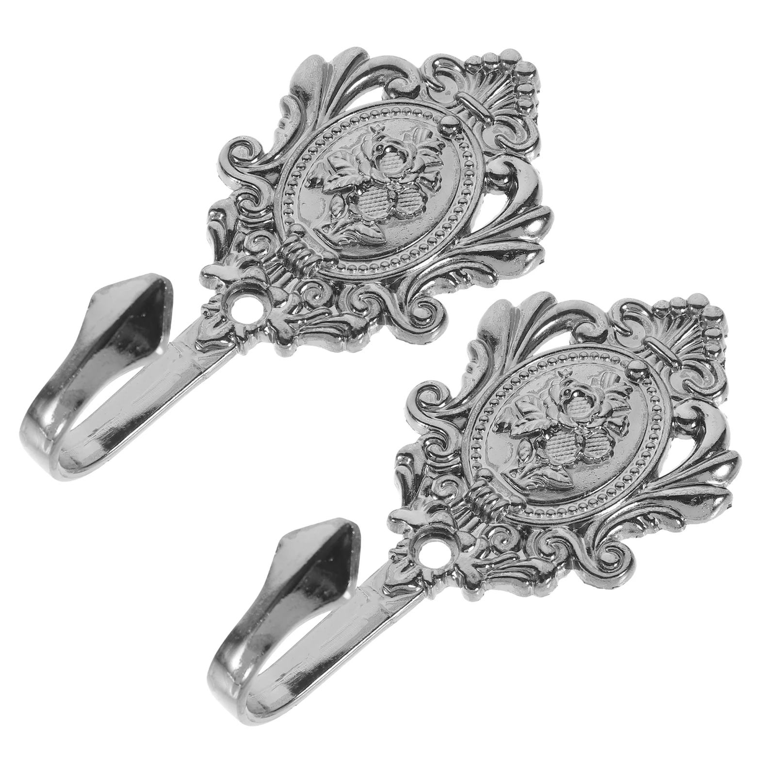 

2pcs Zinc Alloy Curtain Hooks Golden 9.5*5Cm Rose Carve Vintage Style Drapery Holdback Tieback Wall Mount Clothes Hat Hanger