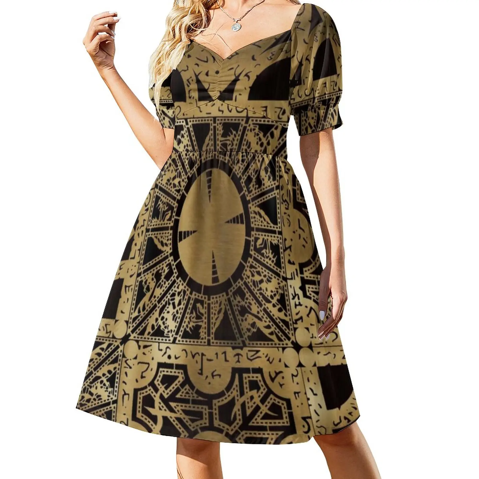 Vintage Gothic Print Casual Dress Lament Spread Korean Fashion Dresses Sexy V Neck Cute Print Dress Big Size 4XL 5XL