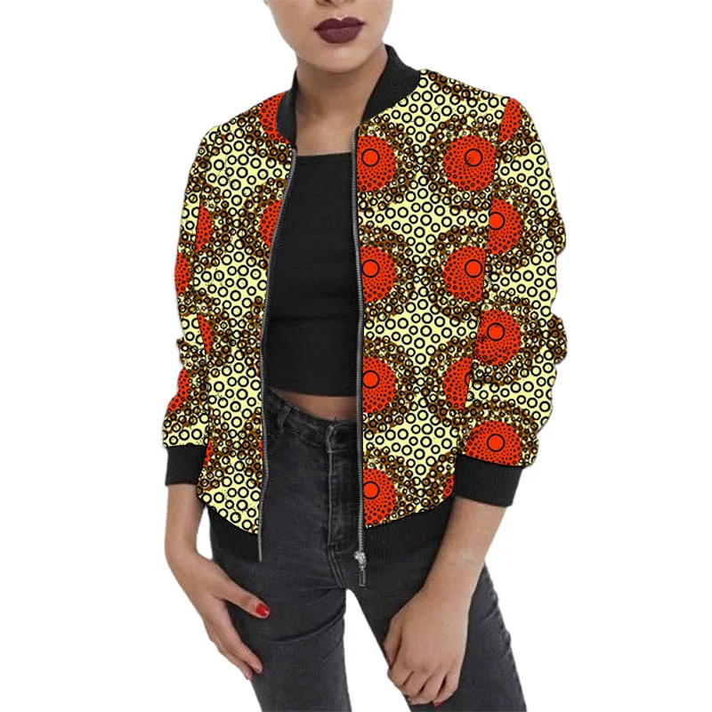 

African Design Couture Women's Baseball Jacket Trendy Print Female Ankara Bomber Coat Customized