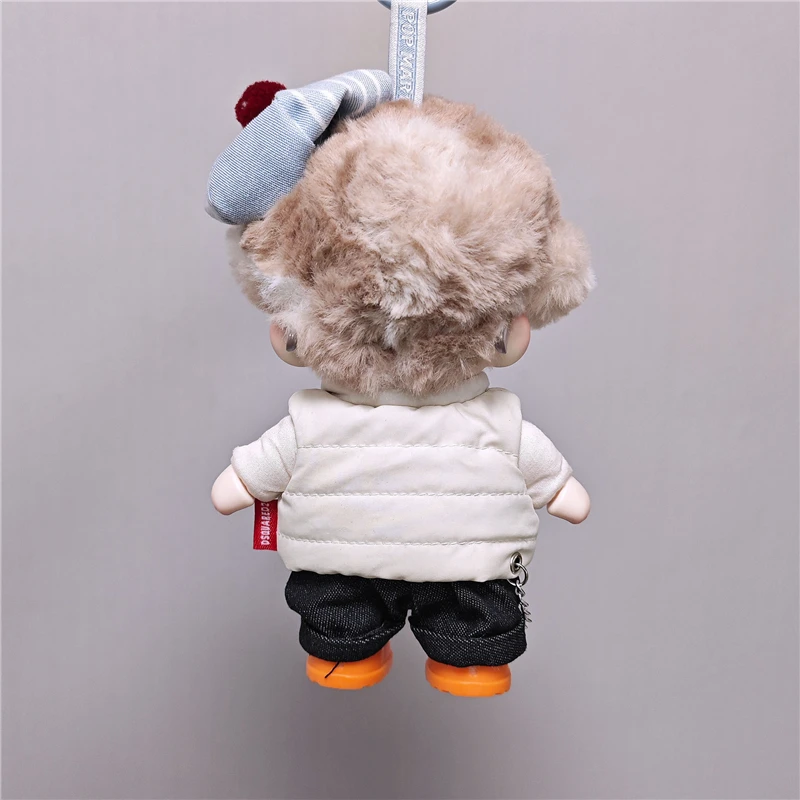 ل 15 17 سنتيمتر Labubu دمية بلون الشتاء أسفل سترة مع أحذية الجينز الزي الكامل الملابس اللون حجب تي شيرت الملابس