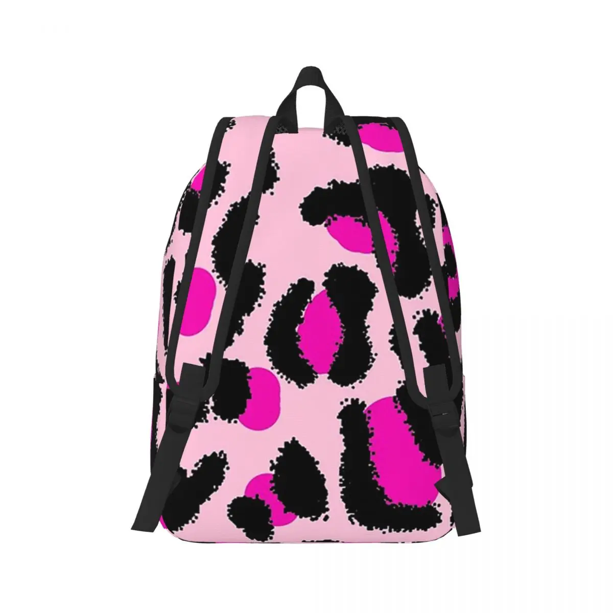 Light Pink Leopard Print Backpack Daypack Large Capacity Children BookBag School Bag Shoulder Bags for Men Women