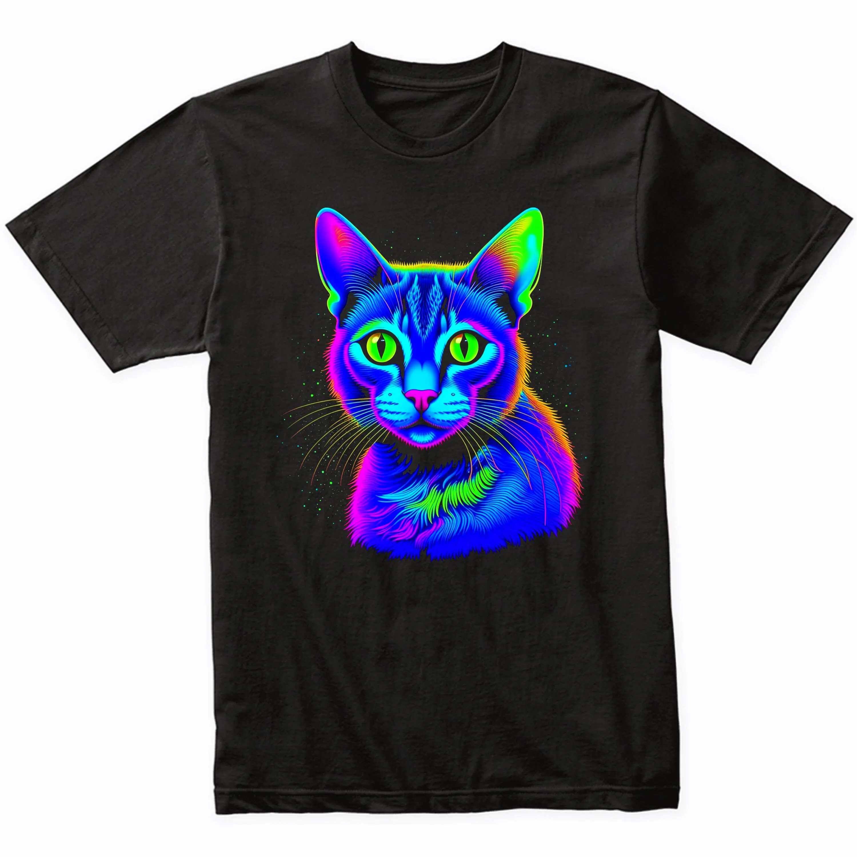 Abyssinian Cat Psychedelic Art T Shirt Owner Vibrant Colorful Bright Watercolor Rainbow