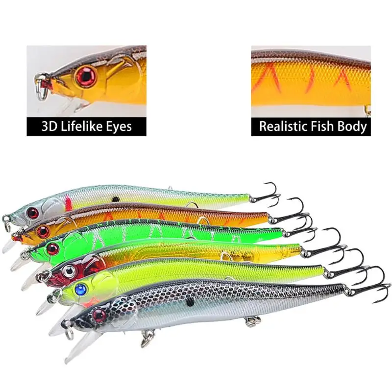 Sinkender Minnow-Angelköder 12cm 13,6g mit 3D-realistischen Augen, Hartköder für Süß- und Salzwasser Raubfischangeln – Detail 6