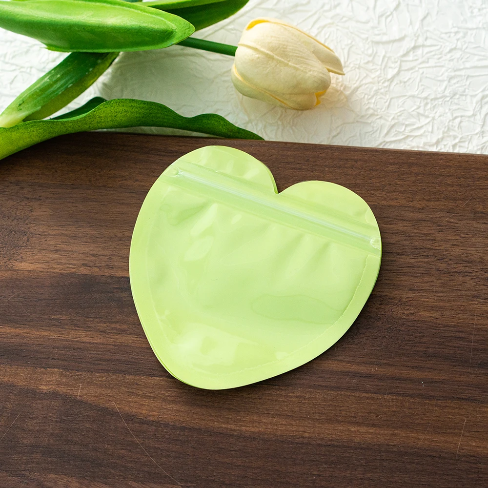 50pcs 10x10cm Heart Shaped Plastic Bag For DIY Candy Earrings Bracelet Gifts Hairpin Storage Jewelry Packaging Pouches Supplies