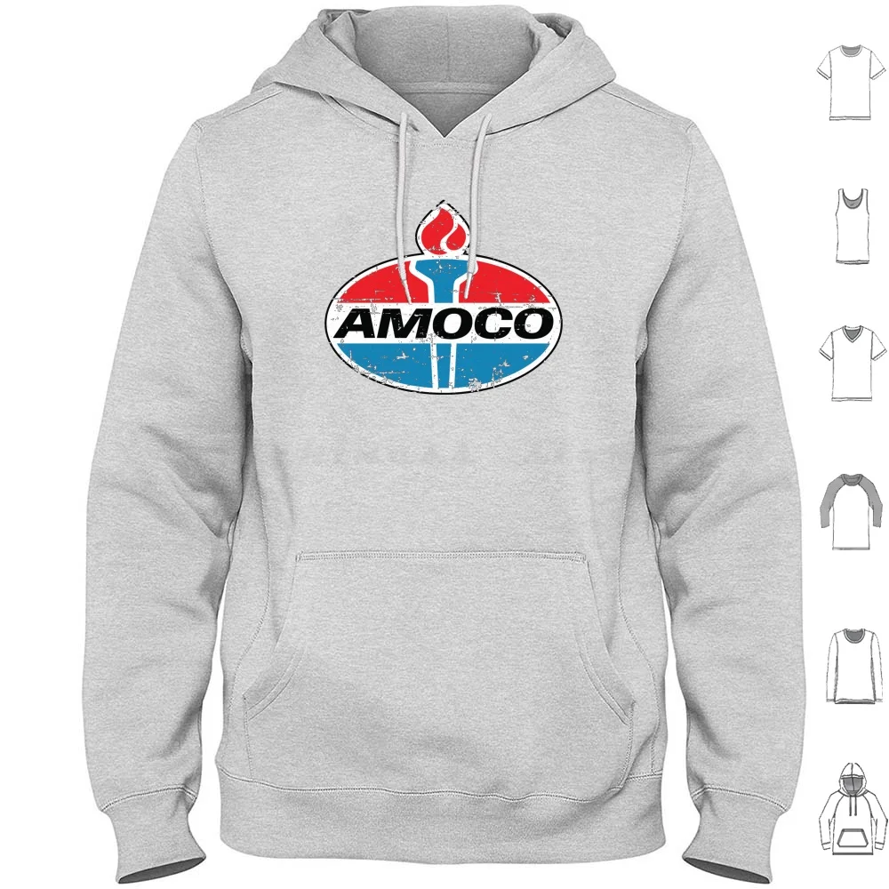 Amoco Gas Oil Pegasus Retro Distressed Faded Hoodie cotton Long Sleeve Amoco Oil Gas Pegasus Enamel Sign Petroliana