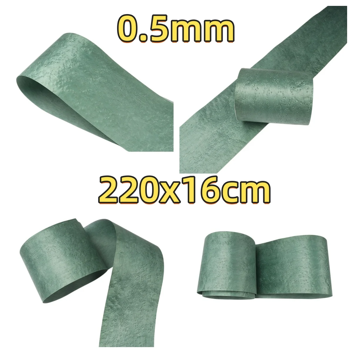 

Natural Dyed Emerald Green Birdseye Veneer, 0.5mm, 220x16cm, For Display Table Surface Veneering(Backing Non-woven Fabric)