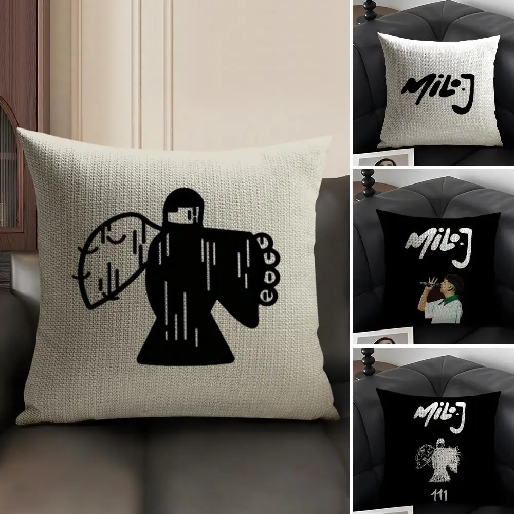 Argentinian M-Milo j Rapper Pillow Case Natural Linen Organic Fabric Double-Sided Printing Sofa Home Decor Gift Cushion Cover